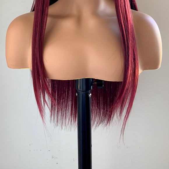 Long Straight 24” Deep Burgundy Lace Front Synthetic Wig - Picture 2 of 16